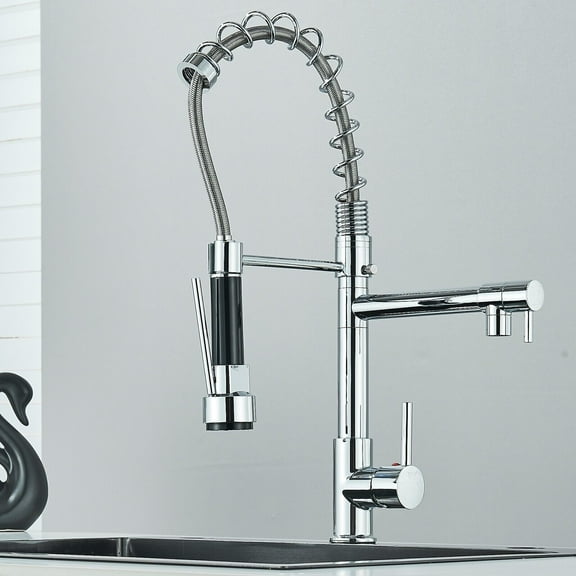 Zovajonia Kitchen Sink Faucet Swivel Single Handle Pull Down Sprayer Chrome