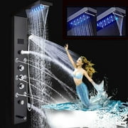 Zovajonia LED Shower Panel Tower System , 6-Functions Stainless Steel Shower Tower  Waterfall Showerhead Shower Jets, Rain Shower System Oil Rubbed Bronze