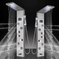 thumbnail image 1 of Zovajonia LED Shower Panel Tower System , Multi-Functions Stainless Steel Shower Tower ，Waterfall Showerhead，Shower Jets,  Rain Shower System Brushed Nickel, 1 of 7