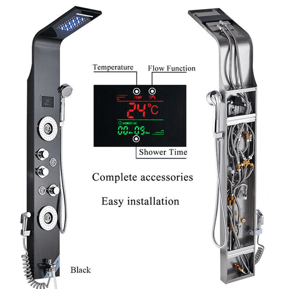 Zovajonia Led Shower Panel Tower System, 47 Inch Shower Tower with 6 -Function，Rainfall Waterfall Showerhead ，Shower jets Oil Rubbed Bronze Rain Shower System