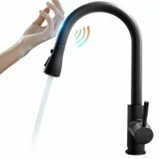 Zovajonia Matte Black Sensor Touch Kitchen Faucet Sink Pull Down Sprayer Swivel Mixer Tap