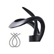 Zovajonia Matte Black Waterfall Bathroom Sink Faucet Round Single Handle One Hole Vanity Basin Single Deck Mount Creative Hollowed Body Design