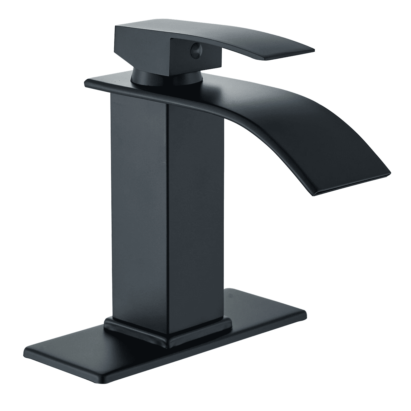 Zovajonia Modern Waterfall Bathroom Sink Faucet Matte Black Single Handle Bathroom Faucet for 1 or 3 Holes with Deck Plate