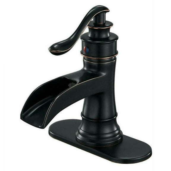 Zovajonia Oil Rubbed Bronze Bathroom Faucet Waterfall Single Handle Hole Sink Vanity Mixer