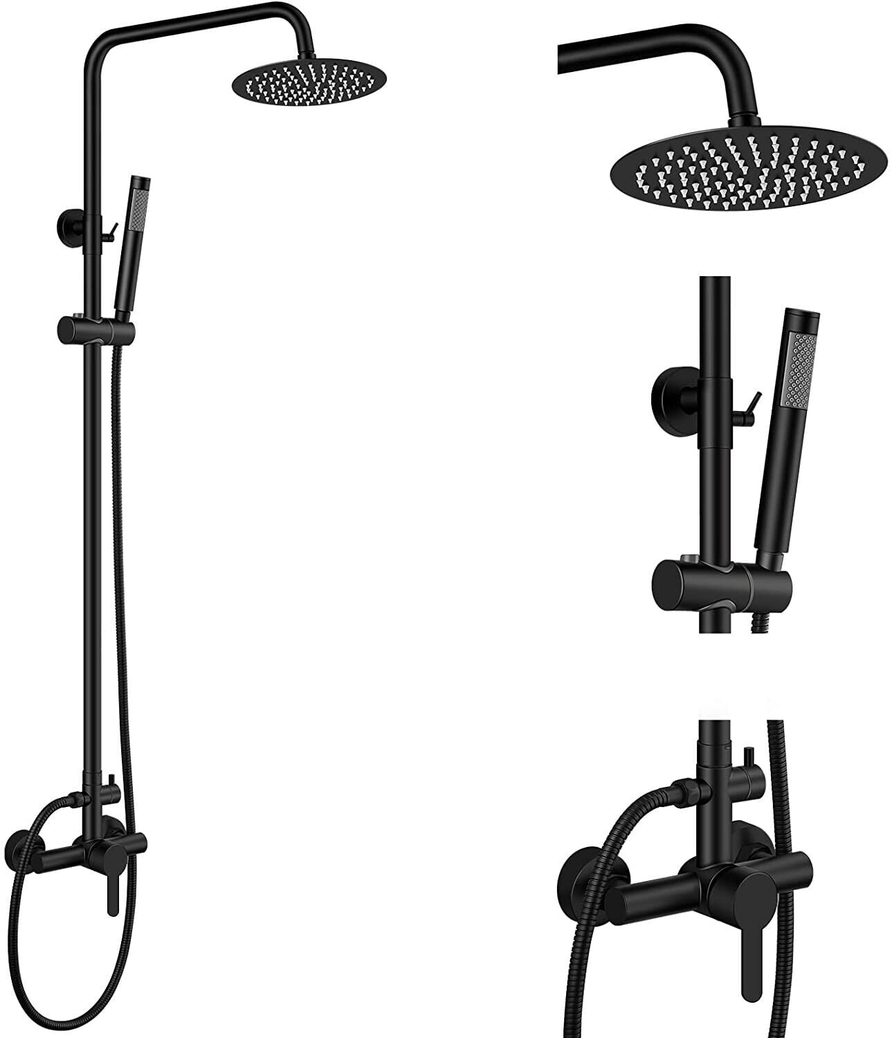 Zovajonia Outdoor Shower Fixture Matte Black Outdoor Shower Kit with 8" Shower Head,Hand Sprayer
