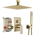 thumbnail image 1 of Zovajonia Shower System 12 Inches Shower Faucet Set,  Rain Shower Head with Handheld Spray Bathroom Ceiling Mount Shower Fixtures Brushed Gold, 1 of 9