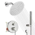 thumbnail image 1 of Zovajonia Shower System 8 Inches Shower Faucet Set, Rain Shower Head with Handheld Spray Bathroom Wall Mount Shower Fixtures Brushed Nickel, 1 of 11