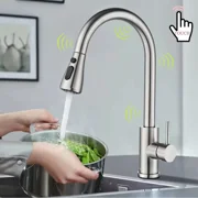 Zovajonia Touch on sensor Kitchen Faucet Sink Pull Down Swivel Mixer Faucet Brushed Nickel