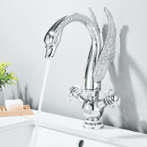 Zovajonia Waterfall Chrome Swan Bathroom Sink Faucet Single Hole/ Handle Vanity Mixer Tap 360° Rotation