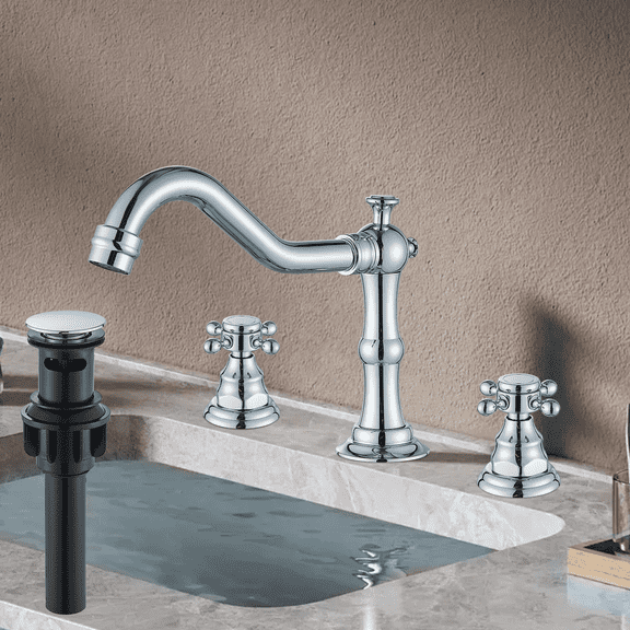 Zovajonia Widespread Bathroom Sink Basin Faucet Waterfall 2 Handle 3 hole Vanity Mixer Tap