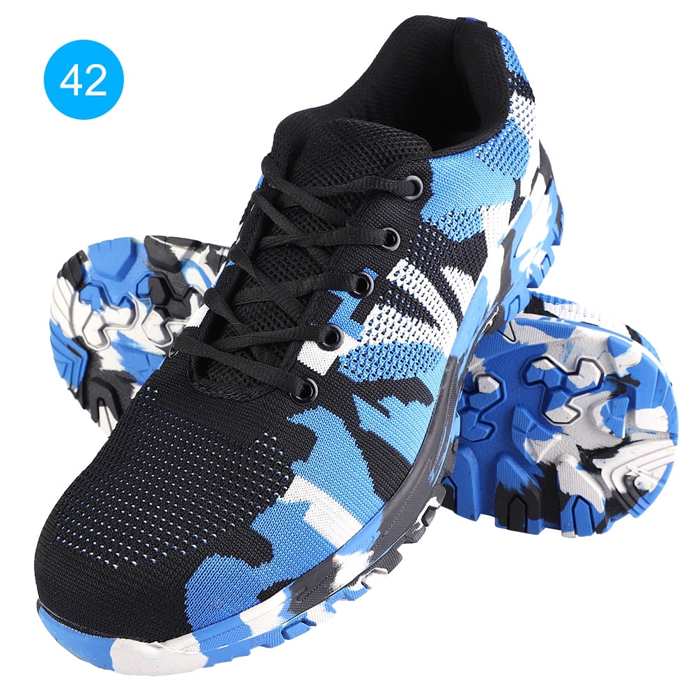 Blue camo steel toe shoes clearance
