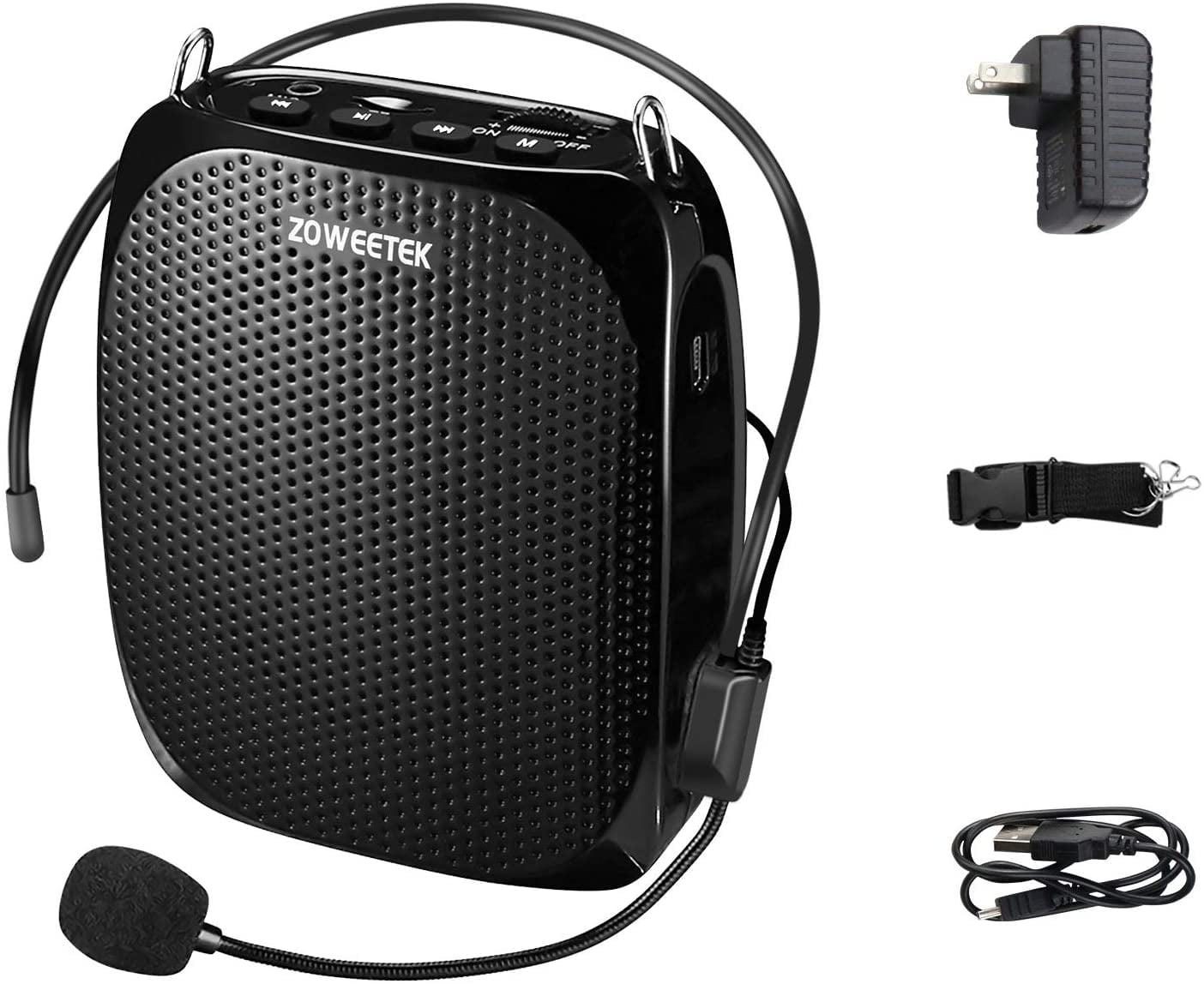 Zoweetek Mini Voice Amplifier for teachers with Wired Microphone Headset, Pa System Supports TF/USB for Teachers, Singing, Yoga, Training,Tour Guide