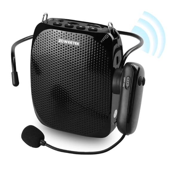 Zoweetek Voice Amplifier with UHF Wireless Microphone PA System Portable Speakers for Classroom Meetings Outdoors Multiple Locations