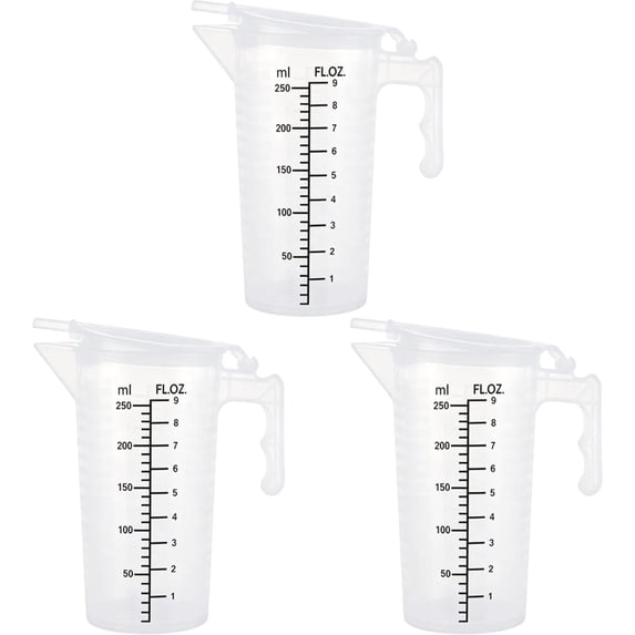 Zoxiy 250ML Plastic Measuring Cup with Lid & Handle,Plastic Graduated Beaker For Baking Powder Liquid Measure And Mix,Measuring Pitcher Measure Containers,Kitchen Cooking Pastry Baking Accessories