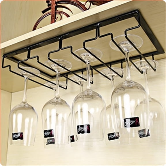 Zoxiy 4-Slot Kitchen Inverted Red Wine Cup Holder,Cabinet Stemware Rack,Wine Glass Storage Hanger,Suitable for Kitchen,Bar and Restaurant