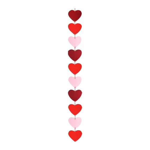 Zoxiy 4Pcs Valentines Day Decorations Red Heart Bannerwall Fireplace Decor,Heart Felt Banner No Diy Required Handmade Garlands Banner for Home Wedding Party Anniversary Birthday Romantic Night 7.5Ft