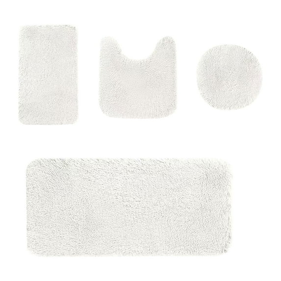 Zoxiy Bathroom Rugs Sets 4 Piece,Bathroom Rugs Mat,Bath Mat,Soft Bath Rugs Absorbent Shaggy Rugs,Toilet Lid Cover Set,Non Slip Bathroom Mats,Washable Rug,Home Decor,Plush Bathroom Rug Set,White