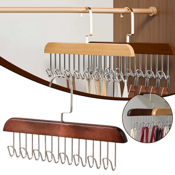 Zoxiy Bra Hanger for Closet Organizers and Storage,Premium Tank Top Hangers for Tank Tops, Camis, Hats, Lingeries,Hat Rack Organizer Wooden Clothes Organizer With 8 Hooks,Non-Slip,Brown