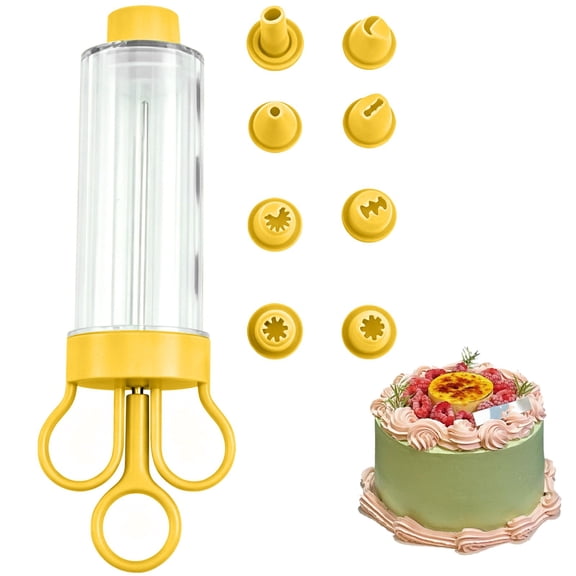 Zoxiy Cake Decorating Syringe Set,Frosting Piping Kit for Baking,Reusable Dessert Decorating Syringe Set With Scissor-Style Push-Pull Handle And 6 Piping Icing Nozzles,Detachable & Cleanable