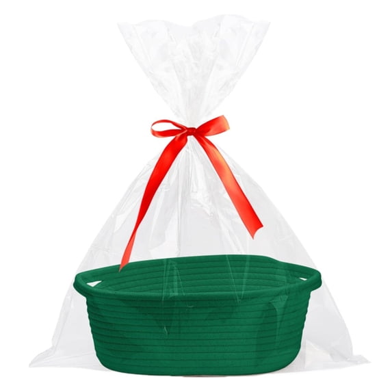 Zoxiy Decorative Organizer Box with Handles,Storage Basket,Valentine's Day Gift,Gift Basket with Gift Bag and Ribbons,Gift Baskets Empty,Baskets for Gifts Empty,Birthday,Wicker Basket,1PC,11.8"x5.1”