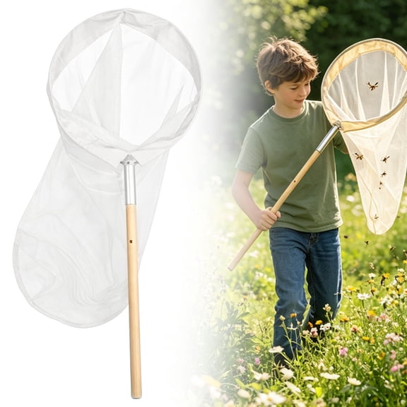 Zoxiy Fly Catching Net,Wood Handle Butterflys Net with Polyester Mesh Hoop Bug,Catch and Release Butterfly Nets for Outdoor Observation & Playing,Outdoor Nature Exploration Essentials