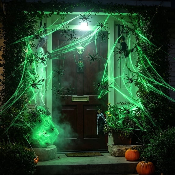 Zoxiy Glow in The Dark Halloween Spider Web Decorations, Stretchable Fluorescent Luminous Cotton Cobweb, Flexible DIY Halloween Decor MaterialFestive Cobweb for Party Scene Display Holiday Layout
