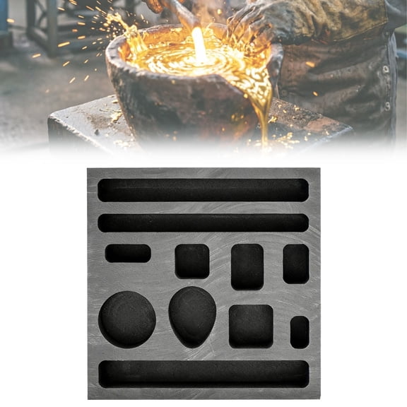 Zoxiy Graphite Casting Mold With 11 Holes,Graphite Ingot Molds for Casting,Metal Melting Refining Tools,Suitable for melting and casting bars or metals,gold,silver,copper and other alloy tool,