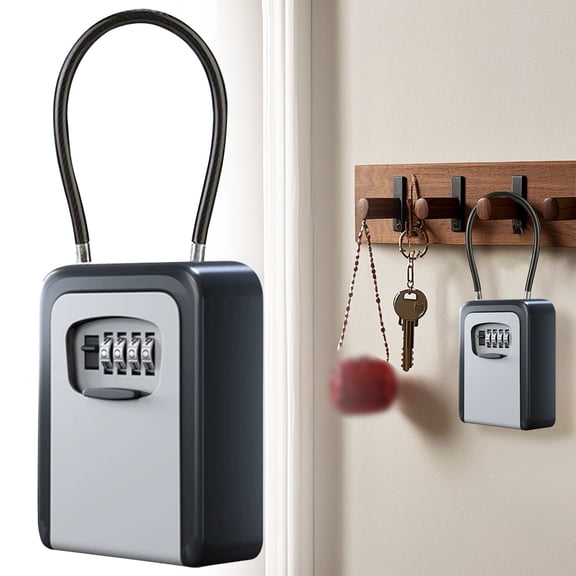 Zoxiy Keys Lock Box,Key Management Cabinet Key with Drop Slot,Portable Shackle Key Safe With A Reset 4 Digit Password,For Residential Vacation Rentals,Access And Emergency Entry Situations,Gray