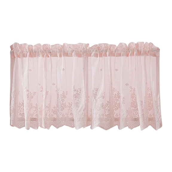 Zoxiy Pink Lace Valance Curtain,Rustic Floral Vintage Cream Sheer Valance Over Sink,Kitchen Valances Dishwasher Curtain Half Curtains Rod Pocket Privacy Short Valance For Windows,1PC,51.2"x16.1"