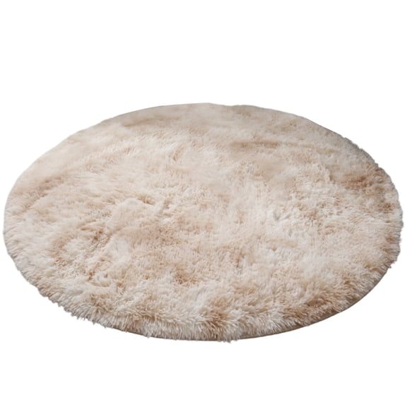 Zoxiy Round Area Rug 2Ft for Bedroom Living Room,Round Rug,Nursery Rug,Soft Fluffy Circle Circular Rugs for Room,Home Office Decor,Modern Floor Fuzzy Farmhouse Gray Carpet for TeenBeige,23.6 Inch