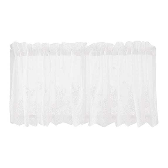 Zoxiy White Lace Valance Curtain,Rustic Floral Vintage Cream Sheer Valance Over Sink,Kitchen Valances Dishwasher Curtain Half Curtains Rod Pocket Privacy Short Valance For Windows,1PC,51.2"x16.1"