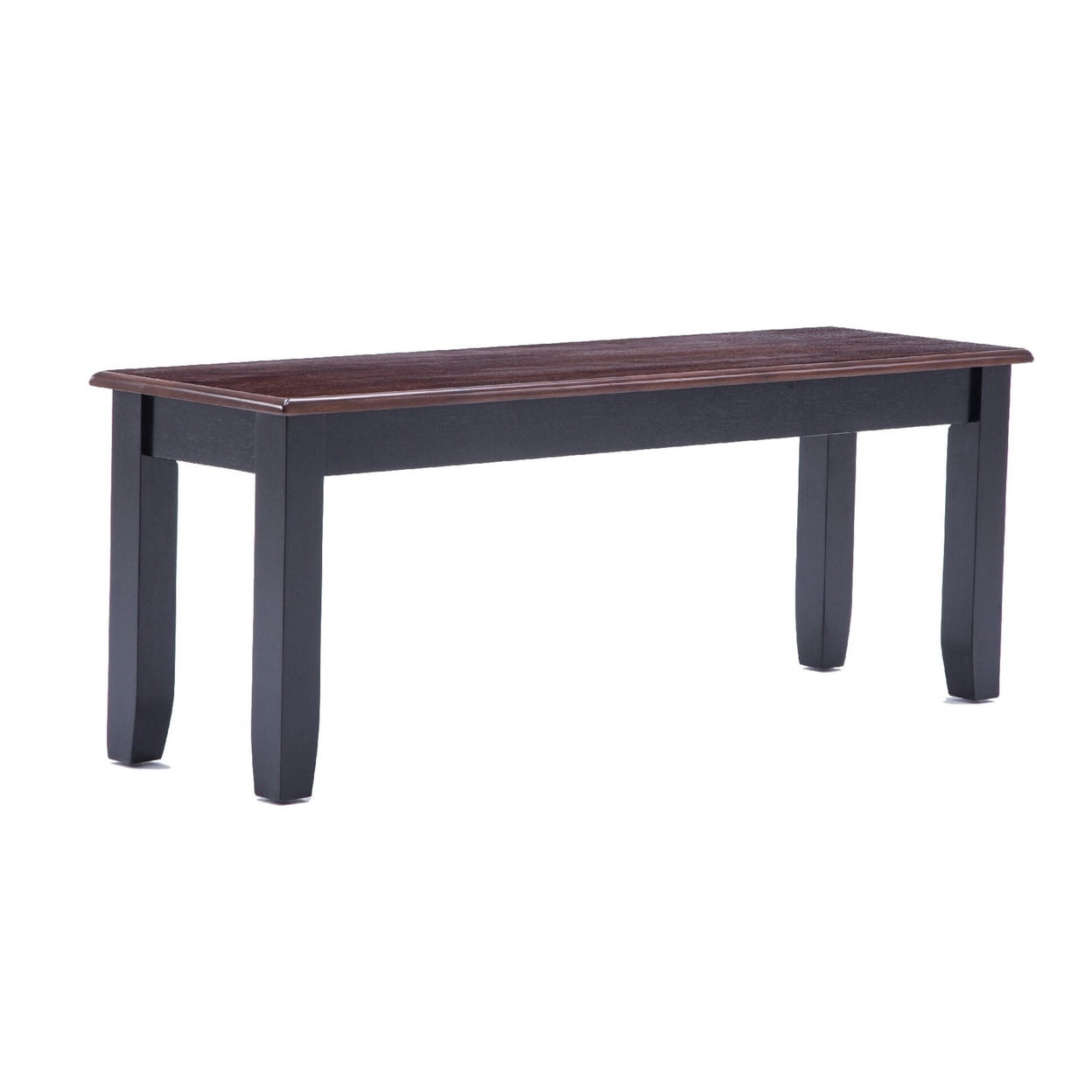 Zoy 48 Inch Wood Dining Bench Cherry Brown Top Classic Black Tapered ...
