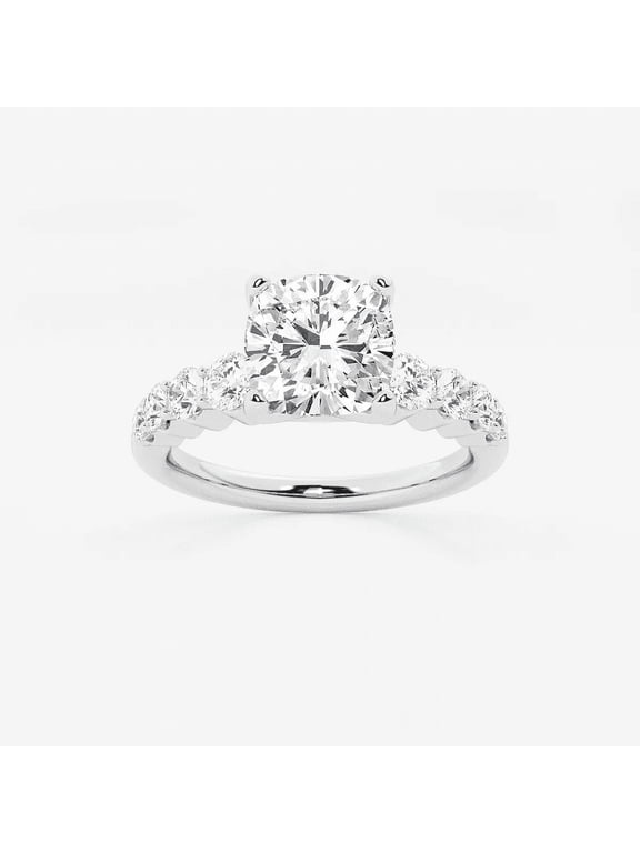 1.5 Ct Cushion Cut Lab Diamond Ring - Elegant Wedding Engagement Ring - Stackable Diamond Jewelry in 14k White Gold Plated Finish