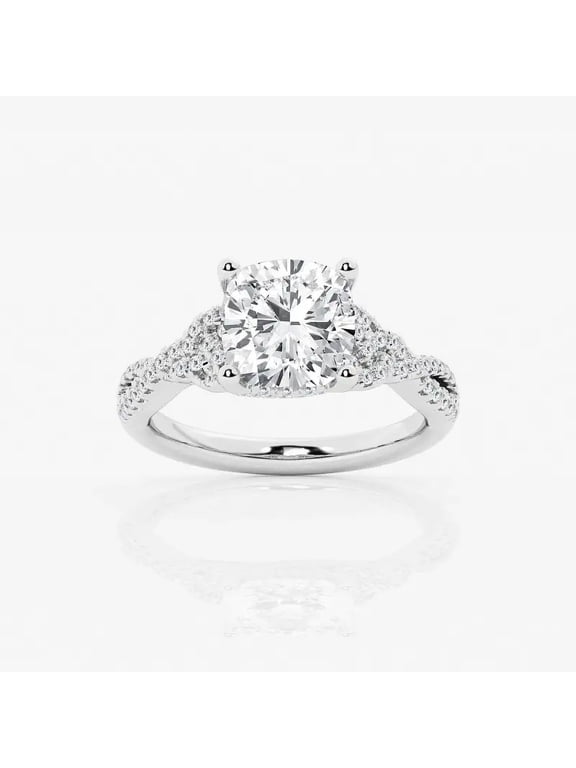 1.6 Ct Cushion Cut Lab Created Diamond Infinity Promise Ring – Women’s Wedding Engagement Jewelry – 14K White Gold Plated – Prong Set Gift for Her
