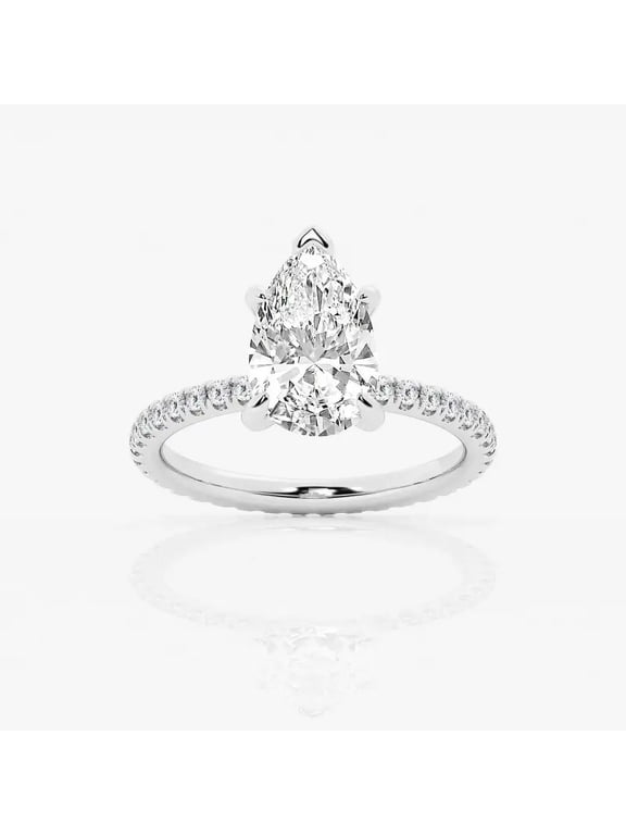 1.6 Ct Pear Cut Moissanite Teardrop Moissanite Ring - 14k White Gold Plated Engagement Wedding Ring - Forever Waterdrop Ring for Women