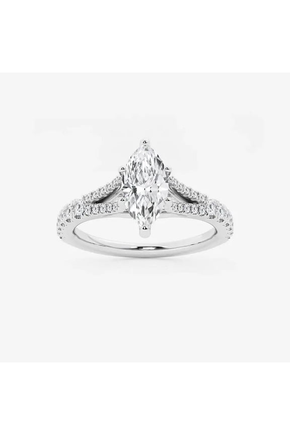 1.7 Ct Marquise Cut Excellent Engagement Diamond Ring - 14K White Gold Plated Anniversary Band - Forever Special Occasion Jewelry