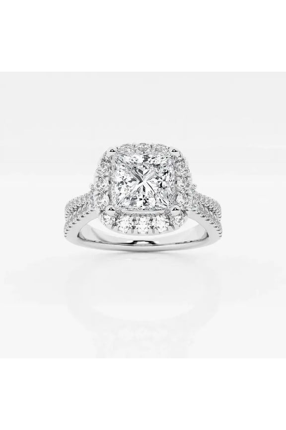 1.8 Ct Princess Cut VVS1/D Lab Simulated Diamond Ring - 14K White Gold Plated Jewelry - Engagement Wedding Ring with Accent - Simple Style