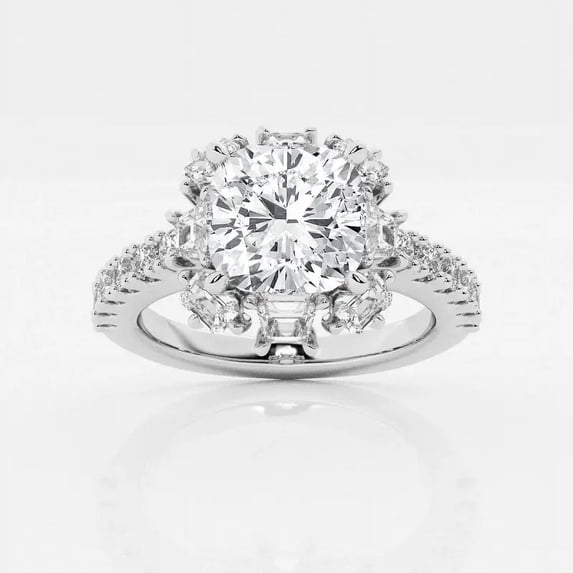 Zoya Jewel 1.9 Ct Cushion Cut Lab Created Diamond Halo Engagement Ring – 14K White Gold Plated – Women’s Wedding Jewelry for Birthdays or Anniversary Celebrations