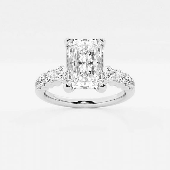 Zoya Jewel 1.9 Ct Radiant Cut Moissanite Ring - Stacking Wedding Engagement Ring - 14k White Gold Plated Jewelry Gift for 50th Anniversary