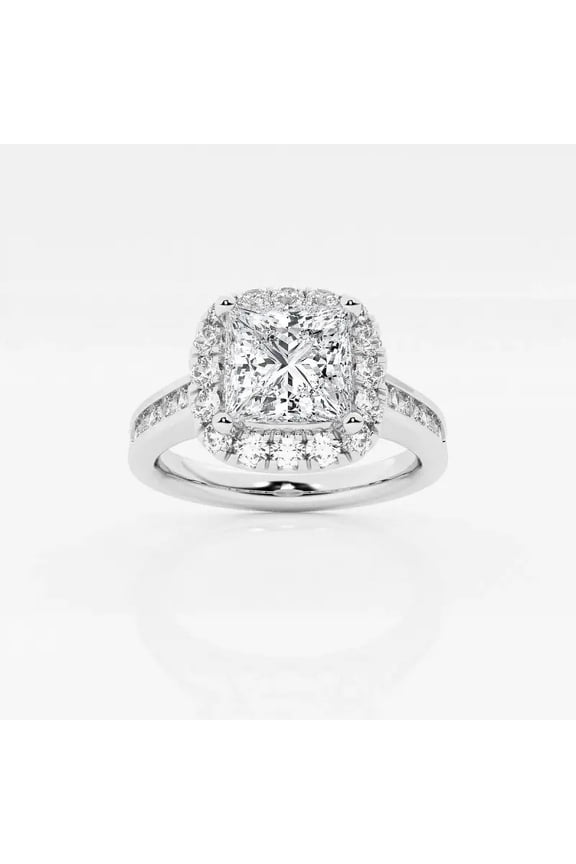 14K White Gold Plated Birthday Gift Ring - 1.9 Ct VVS1/D Princess Cut Solitaire - New Year Jewelry for Her - Personalized Diamond Gift