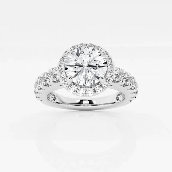 Zoya Jewel 14K White Gold Plated Birthday Ring – 1.7 Ct VVS1/D Round Cut Moissanite Solitaire – New Year Gift Jewelry for Wife – Elegant Delicate Ring for Her