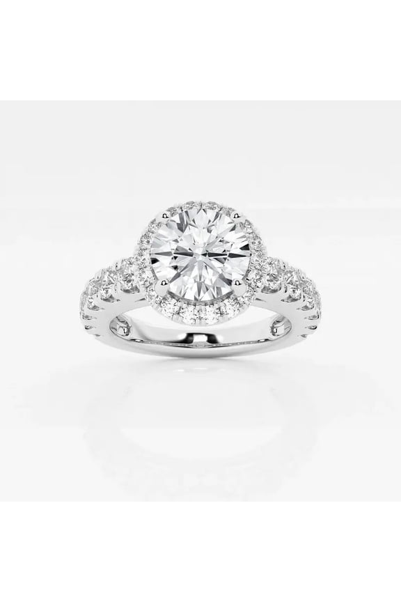 14K White Gold Plated Birthday Ring – 1.7 Ct VVS1/D Round Cut Moissanite Solitaire – New Year Gift Jewelry for Wife – Elegant Delicate Ring for Her