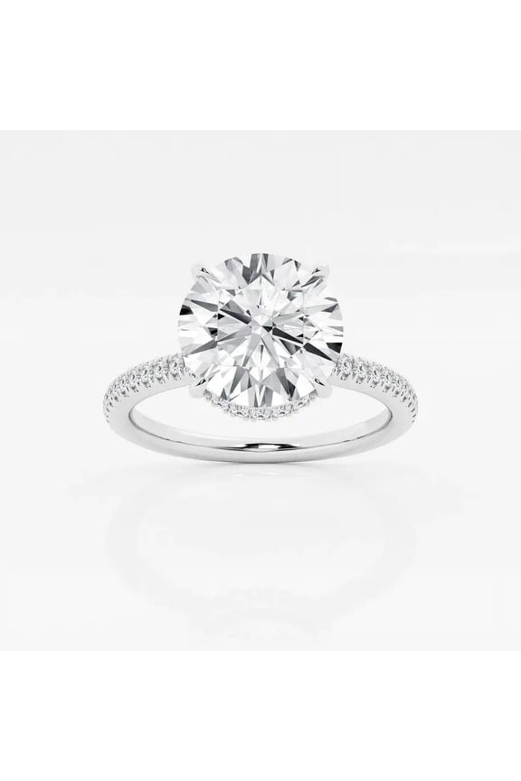 14K White Gold Plated Ring - 1.8 Ct Round Brilliant Cut Diamond Ring for Women - Sparkling White Star Design Engagement Wedding Jewelry Gift