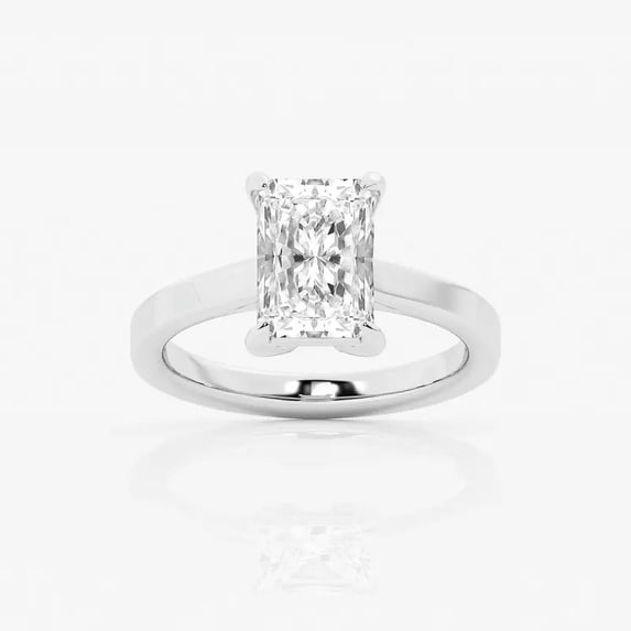Zoya Jewel 14K White Gold Plated Rings - 2.2 Ct Radiant Cut Diamond Engagement Ring for Women - Solitaire Promise Ring for Her - Stylish Designer Jewelry Gift
