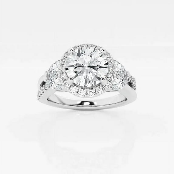 Zoya Jewel 14K White Gold Plated Round Cut Moissanite Rings - 1.8 Ct Solitaire Engagement Jewelry - Women’s Classic Wedding Proposal Ring Gift
