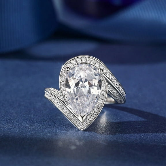 Zoya Jewel 14K White Gold Plated Rings - 2.3 Ct Round Cut Simulated Diamond - Solitaire Engagement Ring with Accent - Anniversary Deal - Wedding Proposal Ring