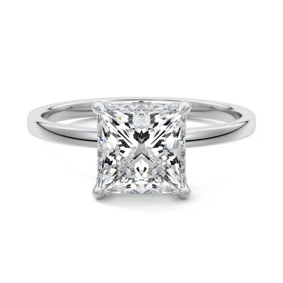 Zoya Jewel 1.8 Ct Princess Cut Lab-Created Simulated Diamond Ring – 14K White Gold Plated Solitaire Ring – Wedding Proposal Ring for Her – Simple Solitaire Ring – 7th Anniversary Gift