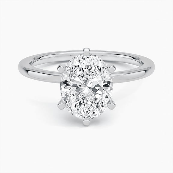 Zoya Jewel 2 Ct Oval-Cut Lab Simulated Diamond Solitaire Ring - 14K White Gold Plated Proposal Jewelry for Her Friend - Elegant Office Wear & Party Engagement Ring for Women