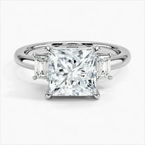 Zoya Jewel 14K White Gold Plated Three Stone Anniversary Ring - Princess Cut 2.2 Ct Lab Created Diamond Wedding Ring - Anniversary Gift for Women - Engagement Jewelry