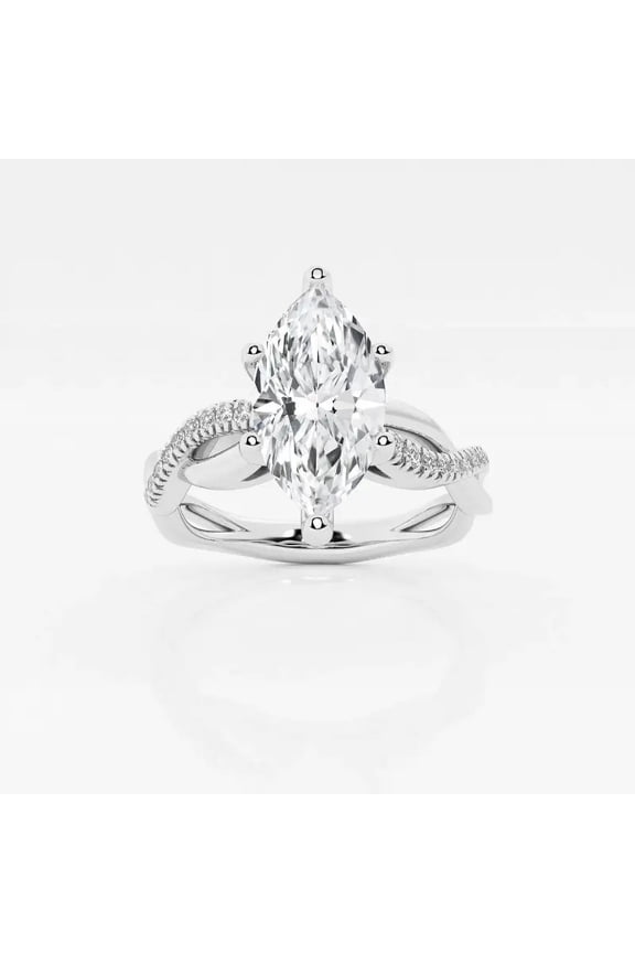 2.1 Ct Marquise Cut Infinity Moissanite Engagement Ring – Women’s Twisted Wedding Ring – Moissanite Stone – 14K White Gold Plated Jewelry
